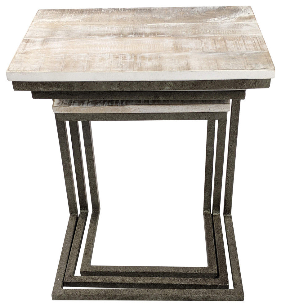 Easton Nesting Table Set   Industrial   Coffee Table Sets   by CAROLINA CLASSICS  Houzz