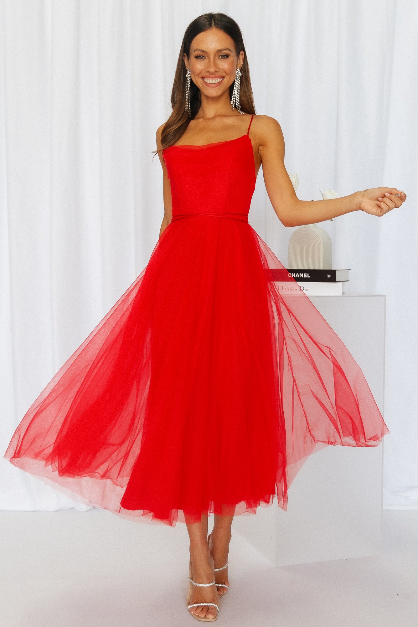 Signal My Way Midi Dress Red