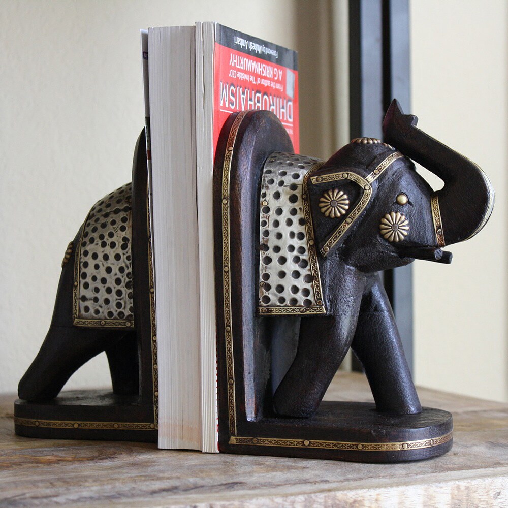 Handmade Elephant Bookend Pair (India)