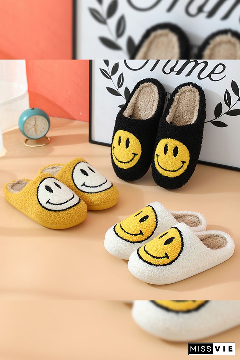 Smile Unisex Fluffy Slippers