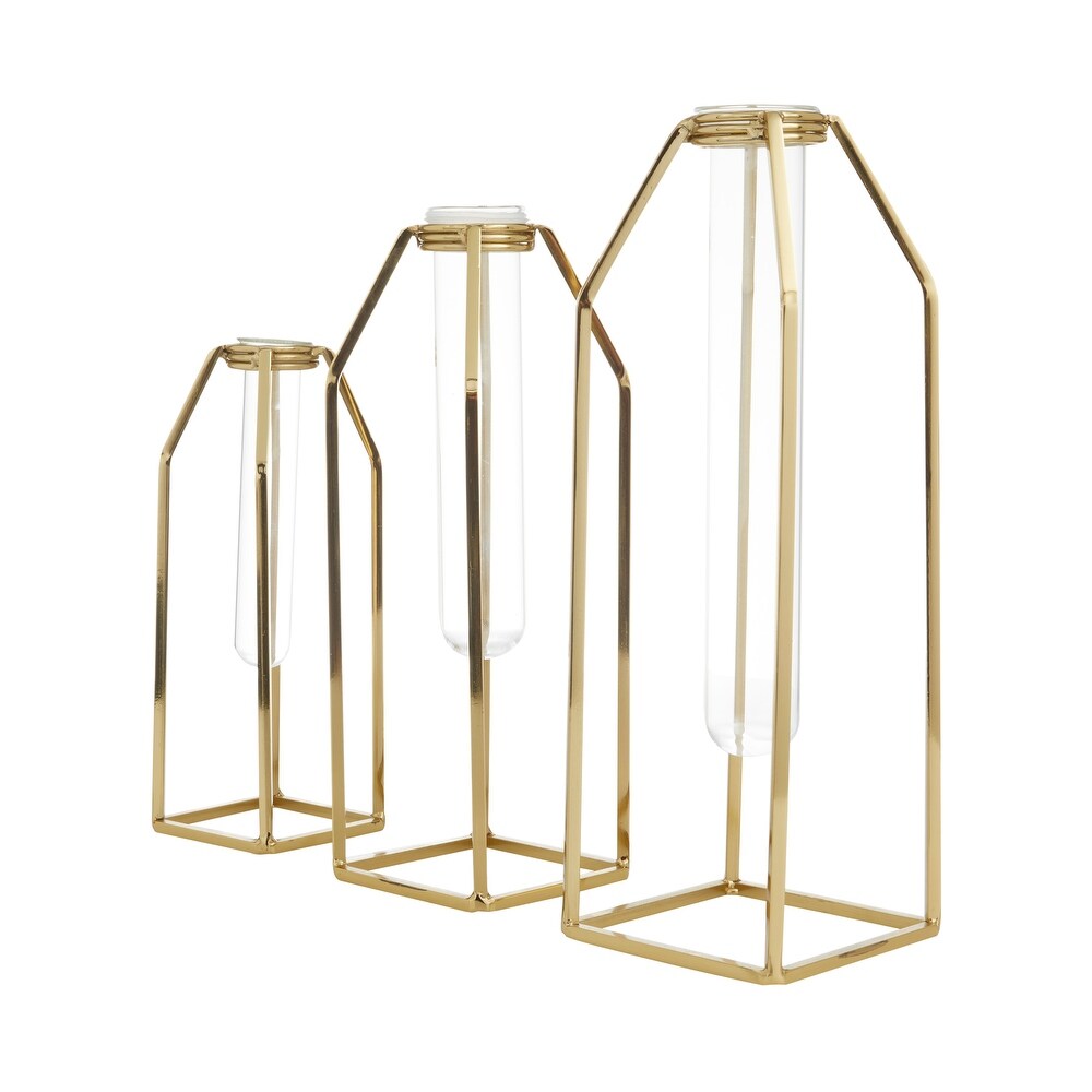 CosmoLiving by Cosmopolitan Gold Stainless Steel Test Tube Vase (Set of 3)