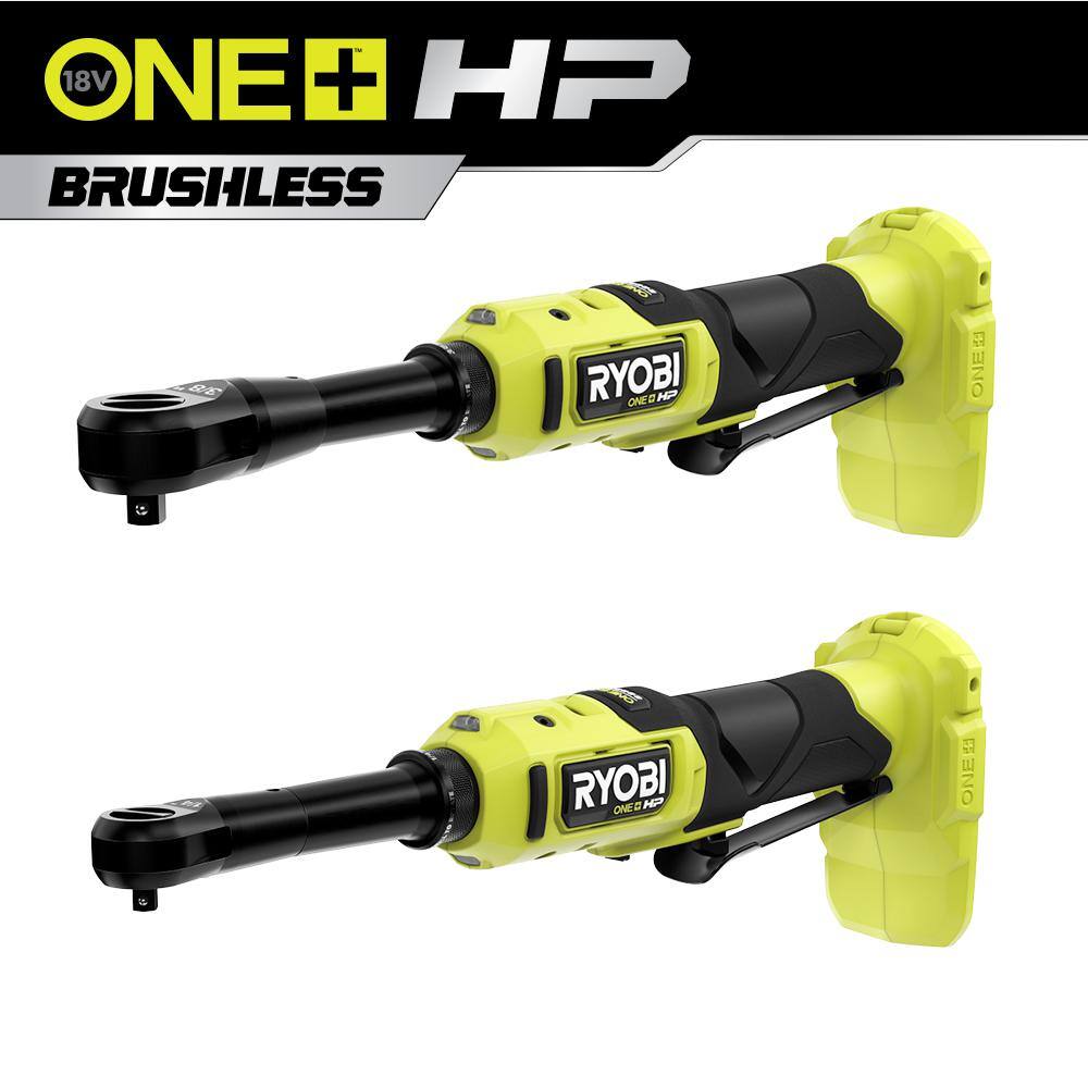 RYOBI ONE+ 18V Brushless Cordless 2-Tool Combo Kit w14 in Extended Reach Ratchet  38 in Extended Reach Ratchet (ToolsOnly) PBLRC01B-PBLRC25B