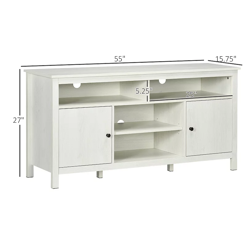 Homcom 65 Inch Tv Stand Media Cabinet Tv Entertainment Center， White