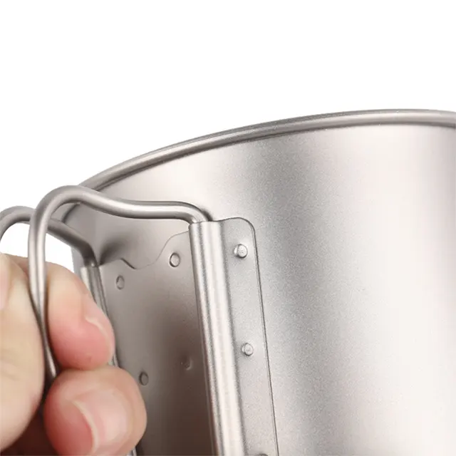 Ultra light 400ml Healthy Titanium Coffee Cup Folding Handle camping Portable Titanium Cup