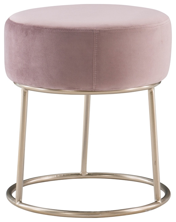 Riverbay Furniture Metal Accent Vanity Stool in Pink   Contemporary   Vanity Stools And Benches   by Homesquare  Houzz