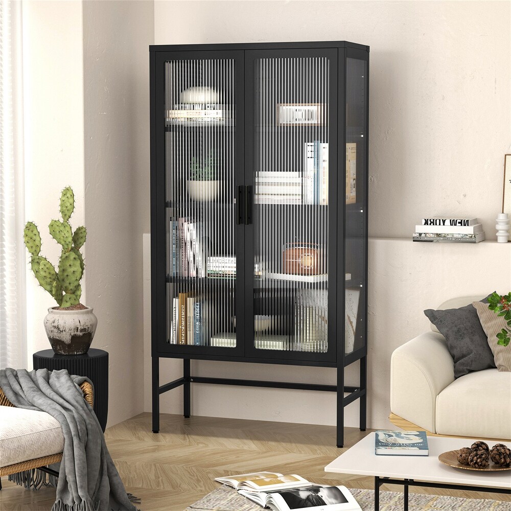 Double Glass Door Storage Cabinet