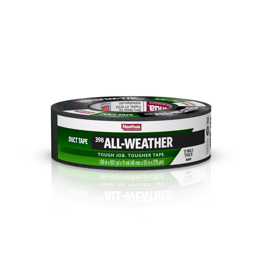 Nashua Tape 1.89 in. x 60 yd. 398 All-Weather HVAC Duct Tape in Black 1891329