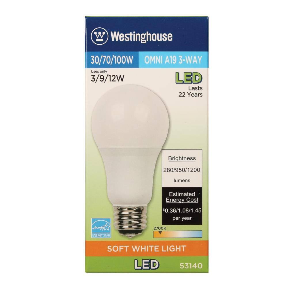 Westinghouse 3070100W Equivalent Soft White Omni A19 3-Way LED Light Bulb 5314000