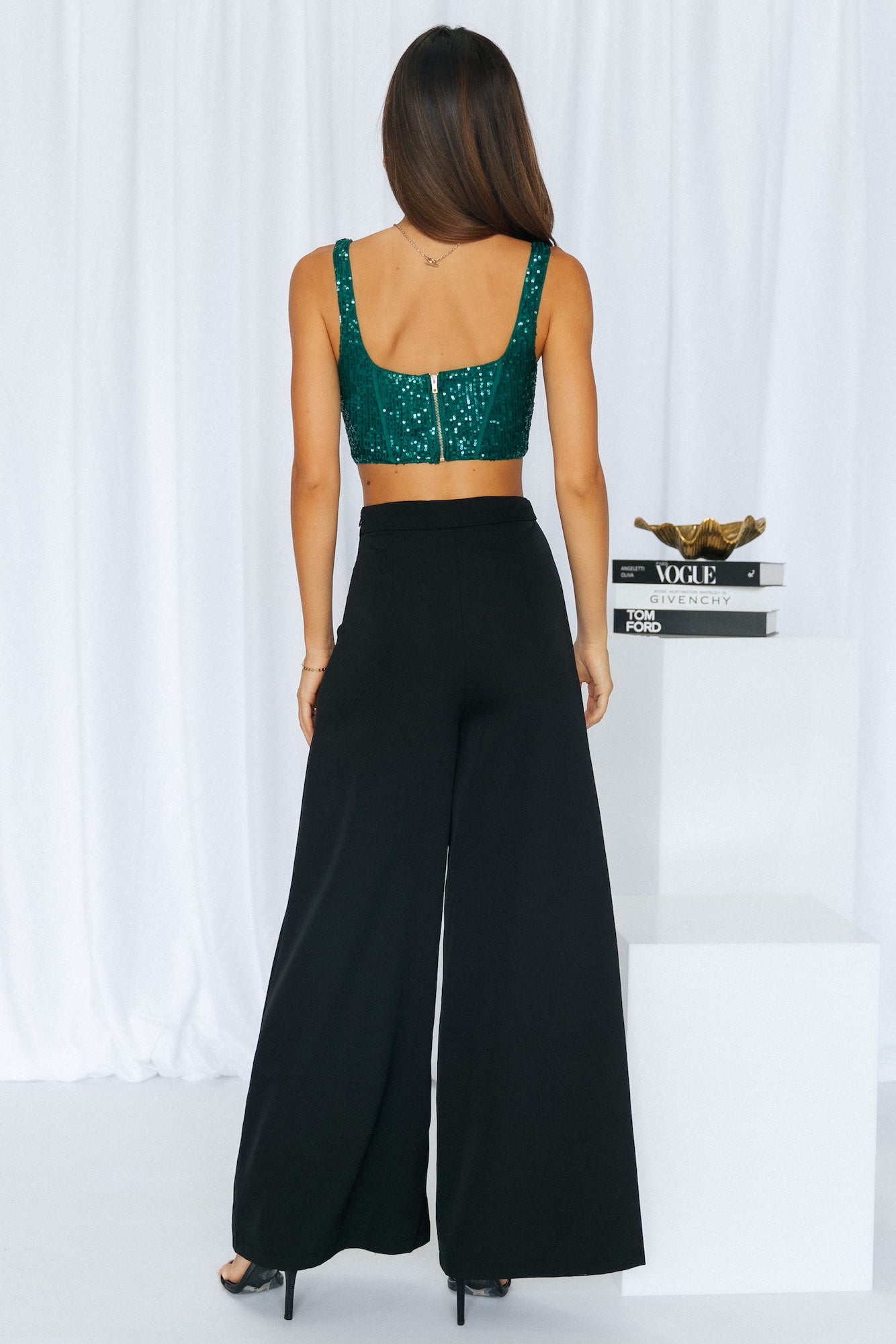 Ooh La La La Crop Green Sequin