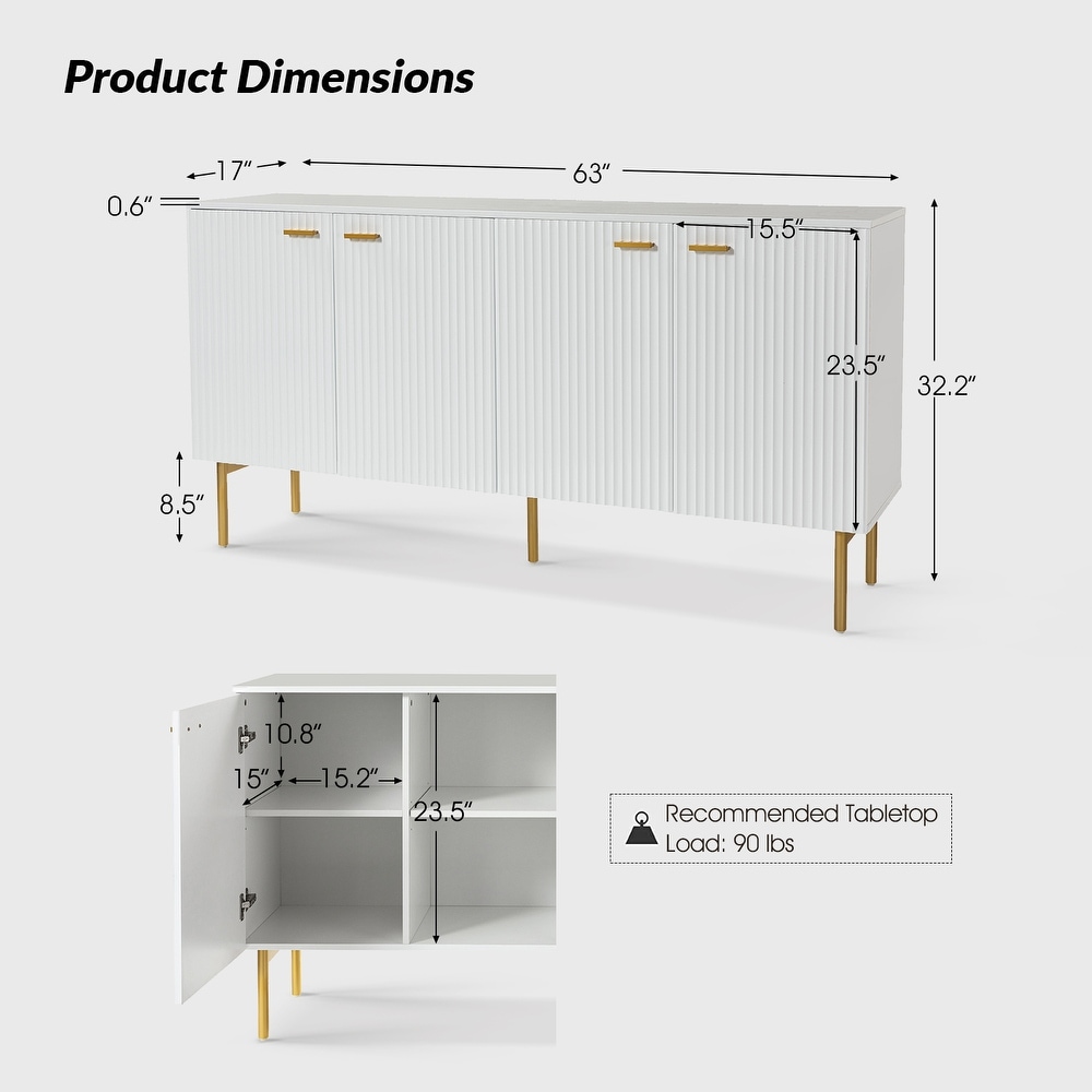 Gilb Modern Storage Sideboard with Adjustable Shelves By HULALA HOME