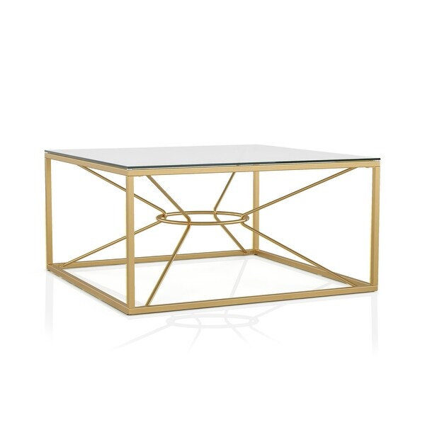 Furniture of America Taylan Gold Coated Steel and Glass Coffee Table