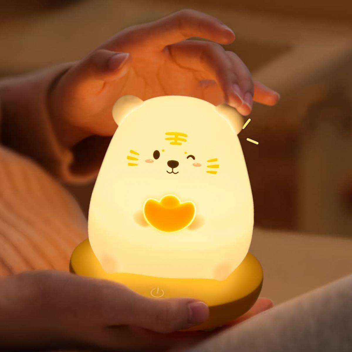 Cute Panda Night Light Soft Silicone Night Light With Touch Sensor，usb Rechargeable Bedside Lamp For Room Desk Decor Birthday (tiger)