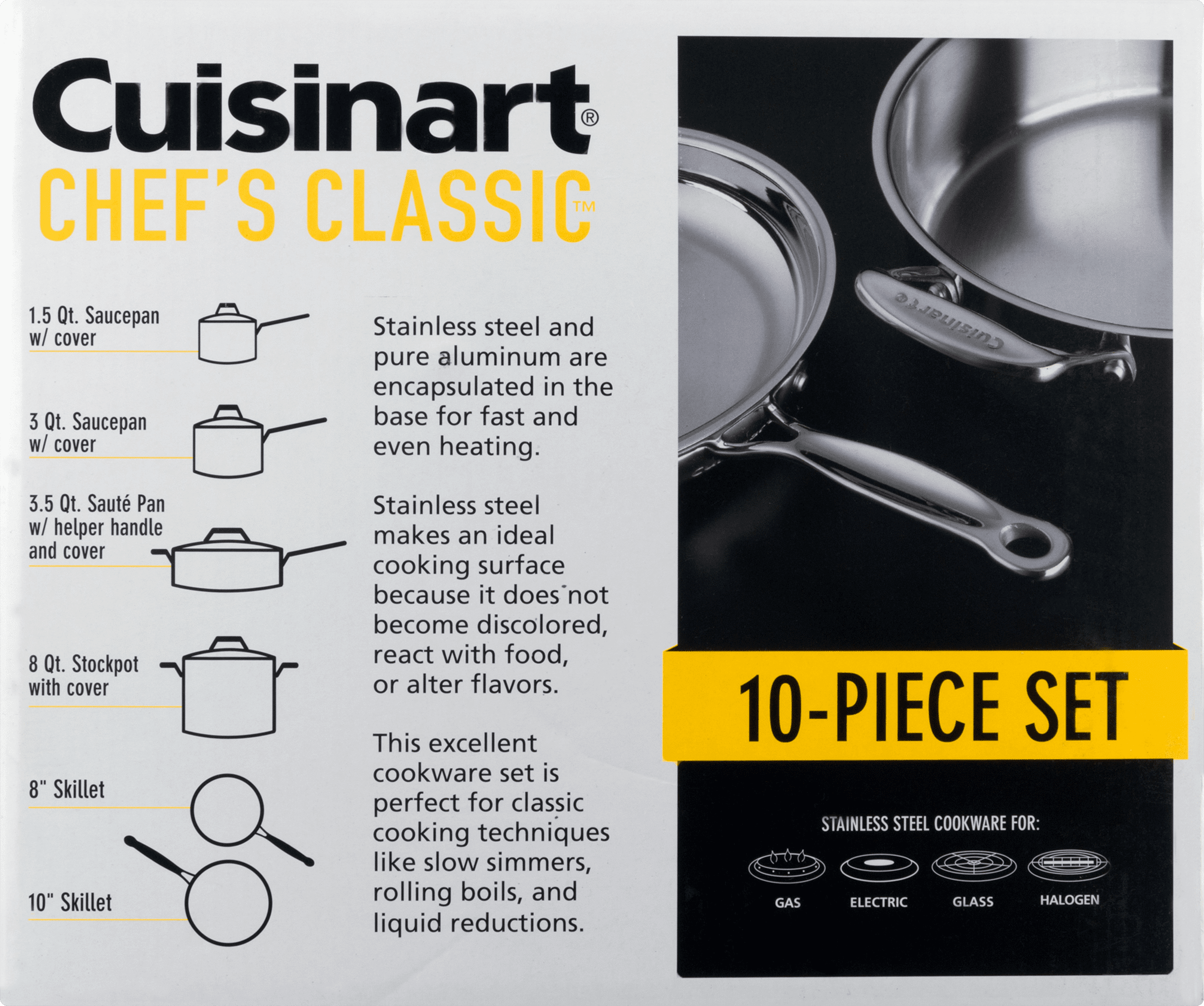 Cuisinart Chef's Classic Stainless Steel 10 Piece Cookware Set (77-10)