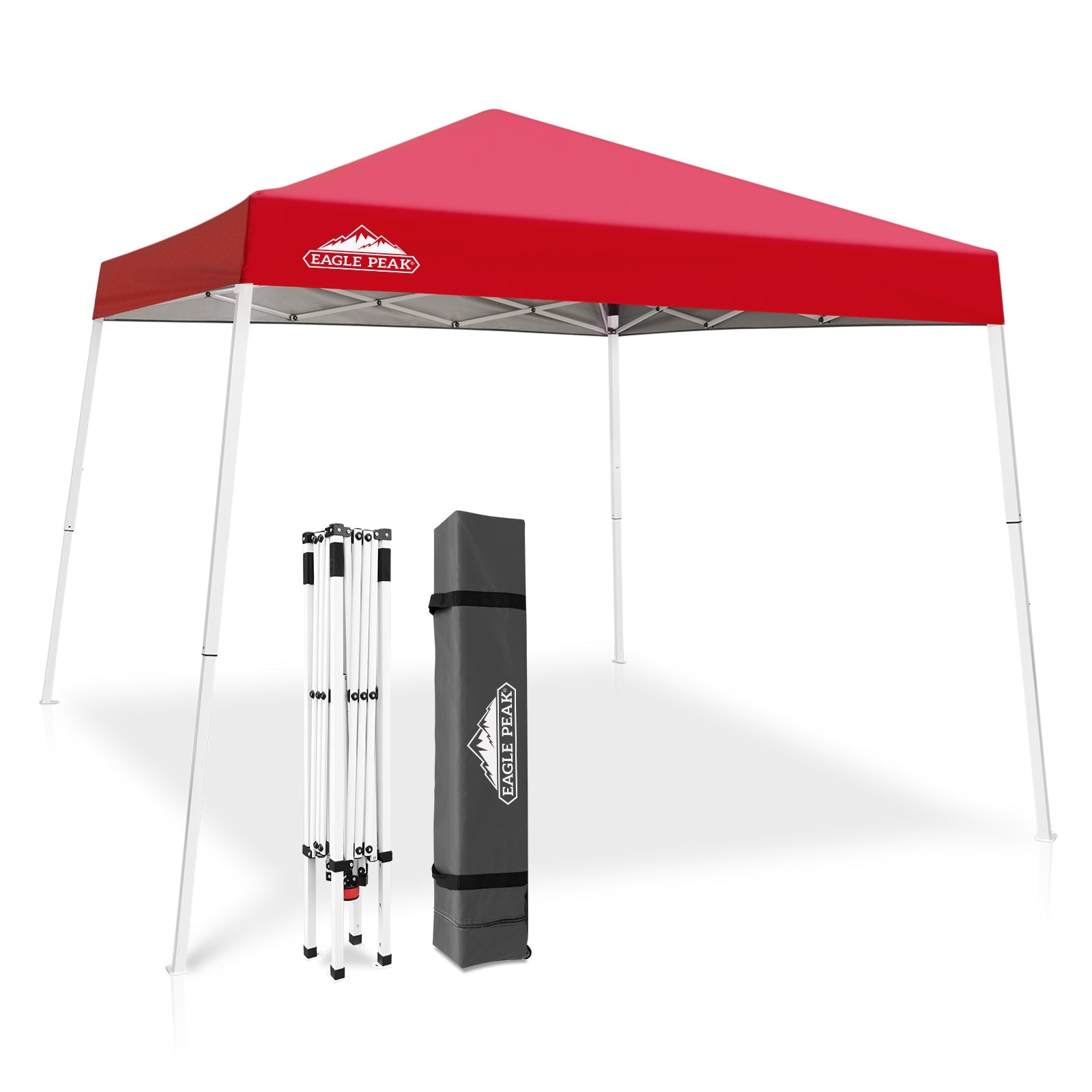 EAGLE PEAK 10' x 10' Slant Leg Pop-up Canopy w/ Easy Peak One Person Setup (64 sqft of Shade)