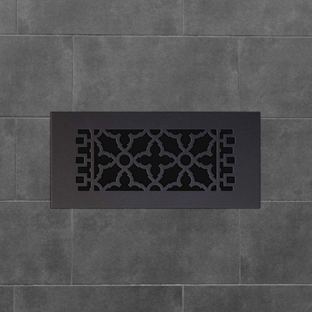 Reggio Registers Scroll Series 4 in. x 10 in. Cast Iron Grille Black without Mounting Holes 612-NH