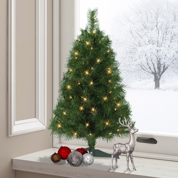 Puleo International 3 ft. PreLit Snow Ridge Artificial Fir Tree