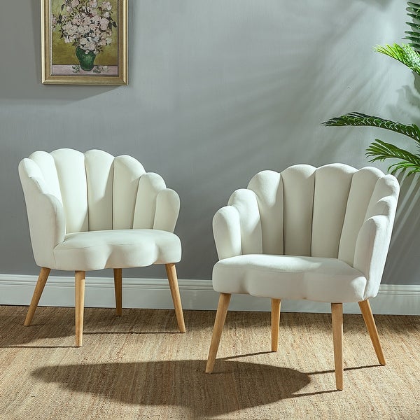 Eleanora Modern Cute Scalloped Back Tufted Velvet Armchairs Set of 2 by HULALA HOME