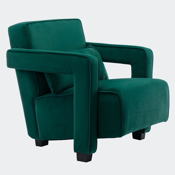 Velvet Open Back Upholstered Armchair with Pillow