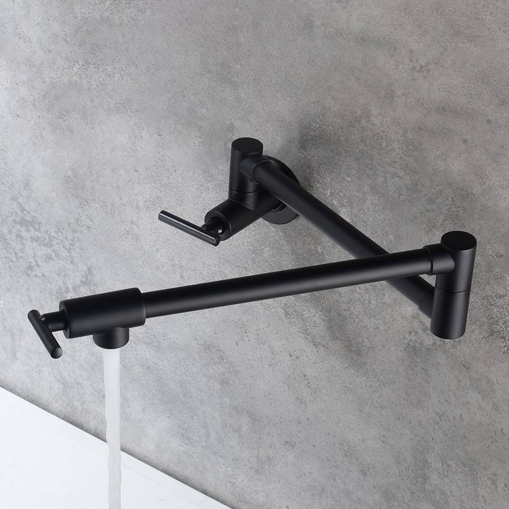 Zalerock Modern Wall Mount Pot Filler in Matte Black H01LTZD033