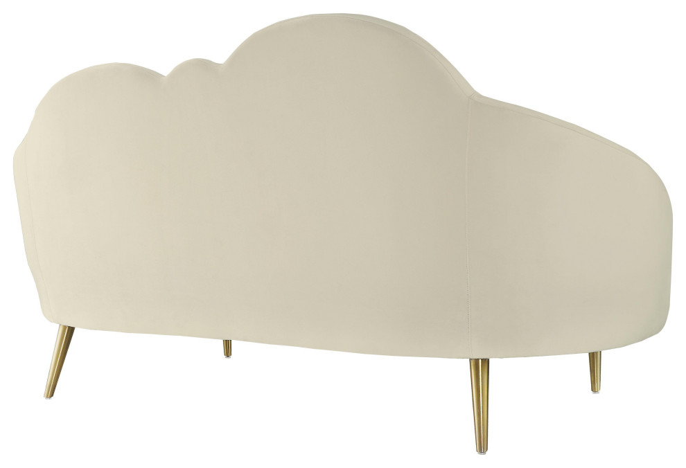 Cloud Cream Velvet Settee   Cream   Midcentury   Loveseats   by HedgeApple  Houzz