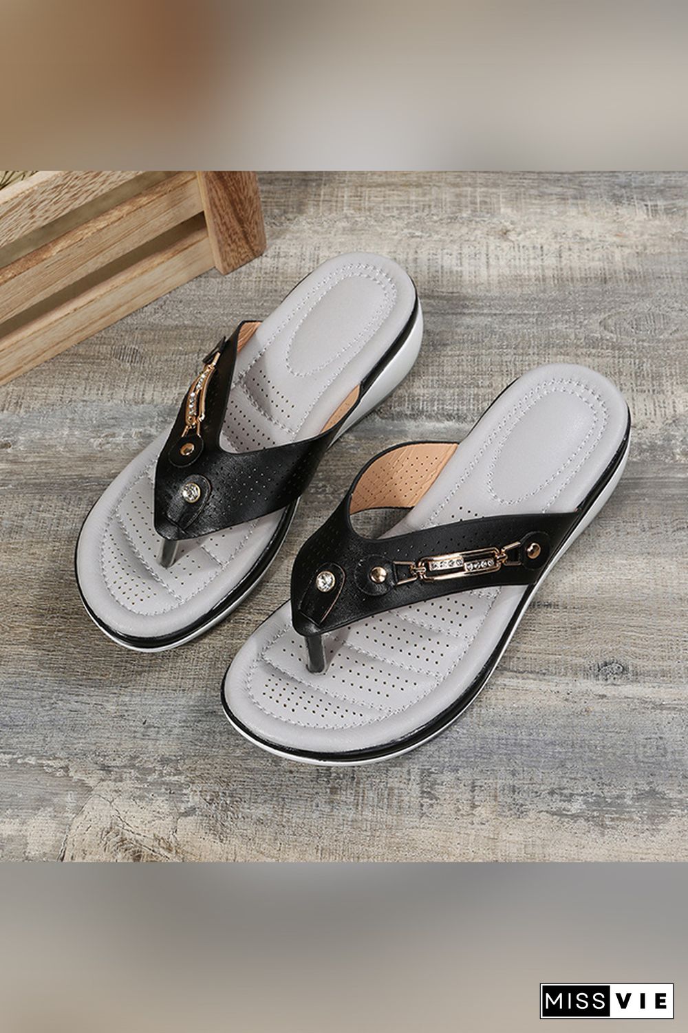 Rhinestone Metal Buckle Hollow Out Sandals Wholesale