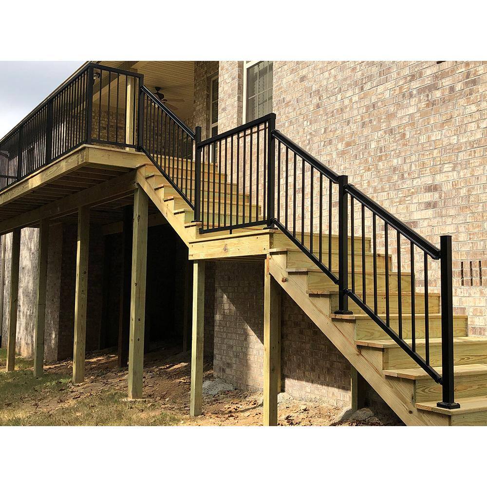 Peak Aluminum Railing 6 ft. Black Aluminum Deck Railing Stair Picket and Spacer Kit 50261