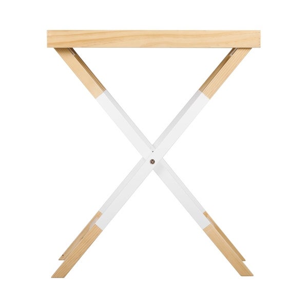 Universal Expert Remus Folding Tray Table， Modern Oak and White