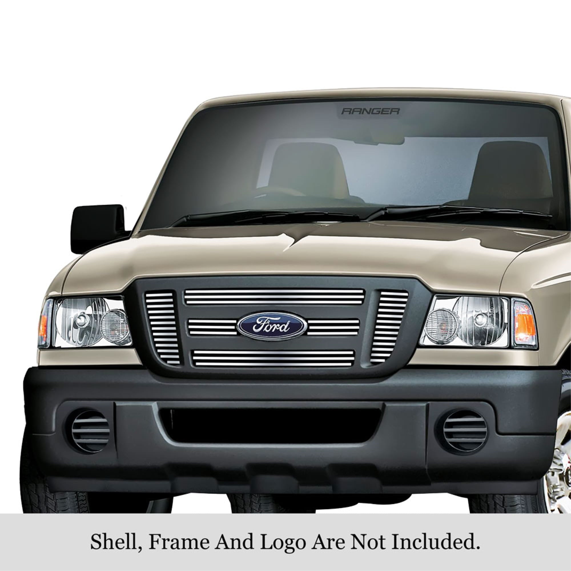 2006-2012 Ford Ranger FX4/2006-2012 Ford Ranger XL/2006-2012 Ford Ranger XLT For 6 Panel Style Main Upper Stainless Steel Polished Finish Horizontal Billet Grille