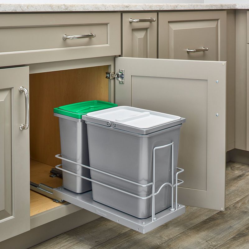 Rev-A-Shlef Double Pull Out Trash and Recycle Bins for Sink Base， 5SBWC-815S-1