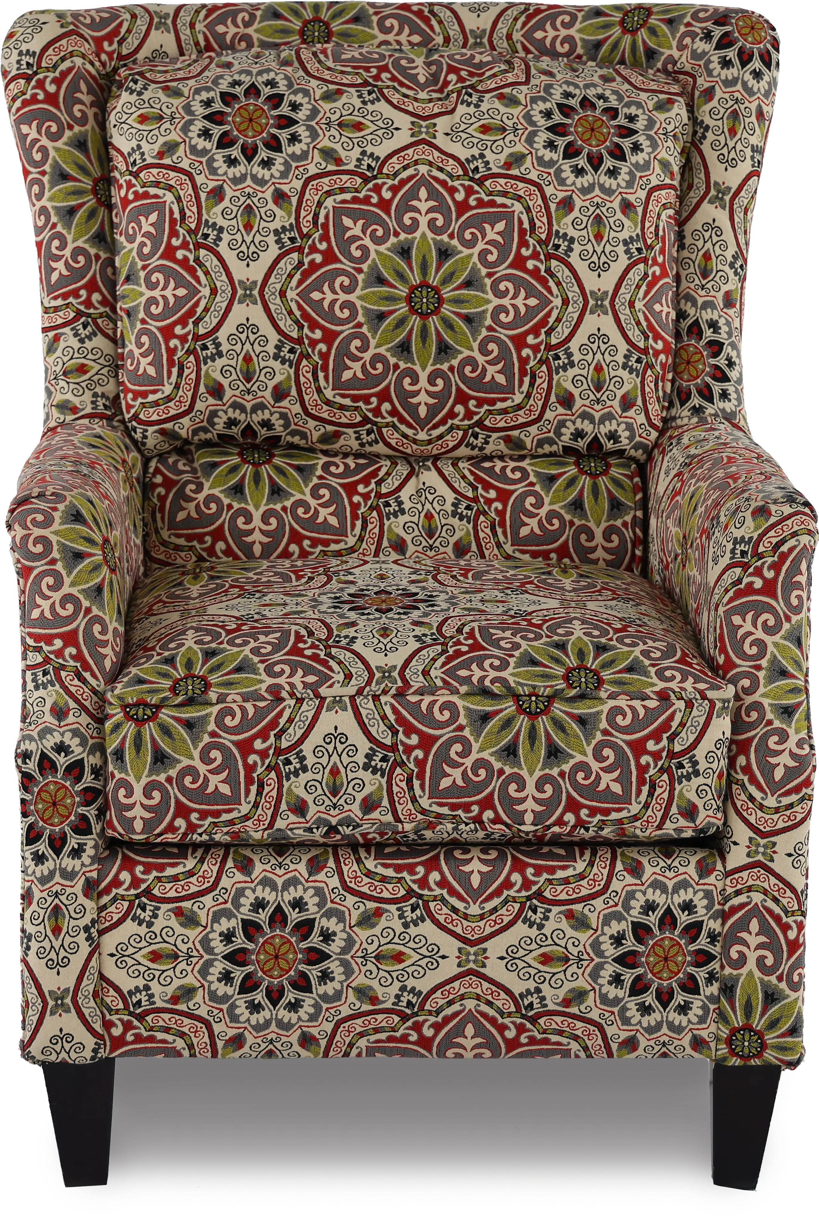 Loren Red and Green Wing Chair