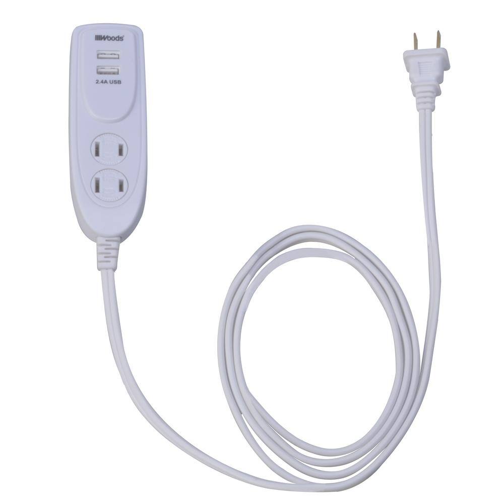 Woods 4 ft. 2-Outlet Desktop USB Charger Extension Cord 41226