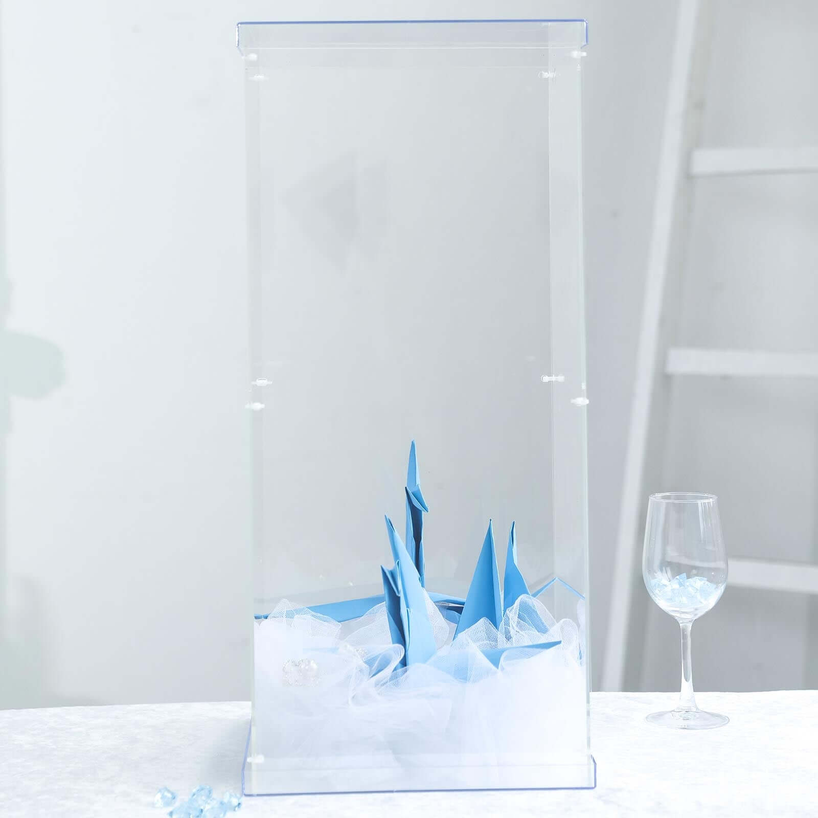 Clear Acrylic Pedestal Riser, Transparent Display Box with Interchangeable Lid and Base 24