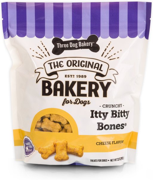 Three Dog Bakery Crunchy Itty Bitty Bones with Cheese Dog Treats