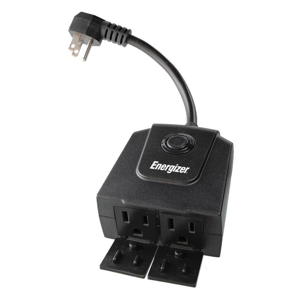 Energizer Smart Wi-Fi Outdoor Plug 2 Outlets Works With AlexaSiriGoogle EOX3-1002-BLK