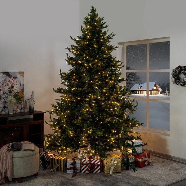 Kinsley Prelit Aritificial Christmas Tree，Realistic Traditional Christmas Tree with Lights