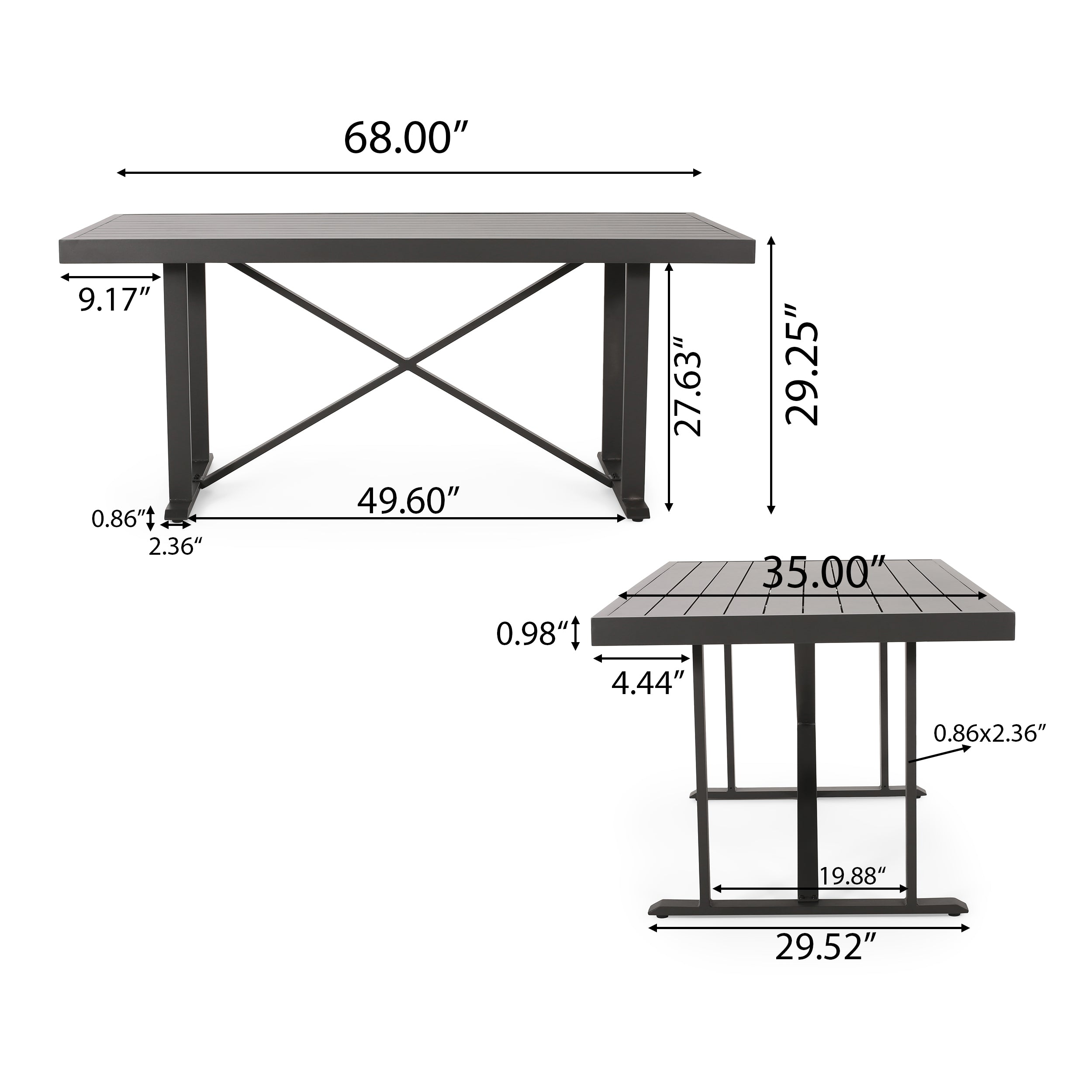 Mavin Outdoor Modern Industrial Aluminum Dining Table