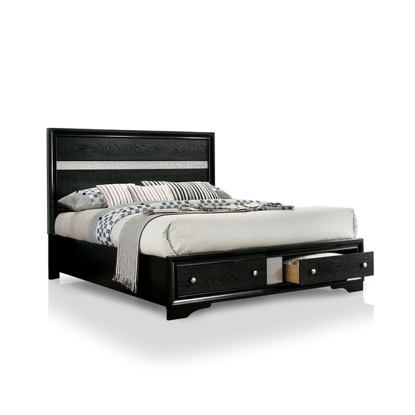 Furniture of America Manzini Black 2-piece Bed and Dresser Set - - 30374655