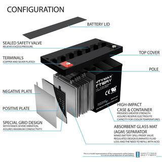 MIGHTY MAX BATTERY 12V 100Ah SLA AGM Battery for Off Grid Solar Panels ML100-1295