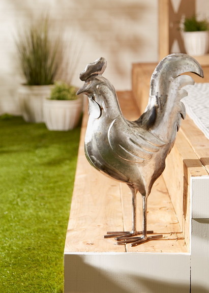 Accent Plus 4506343 Galvanized Rooster Sculpture