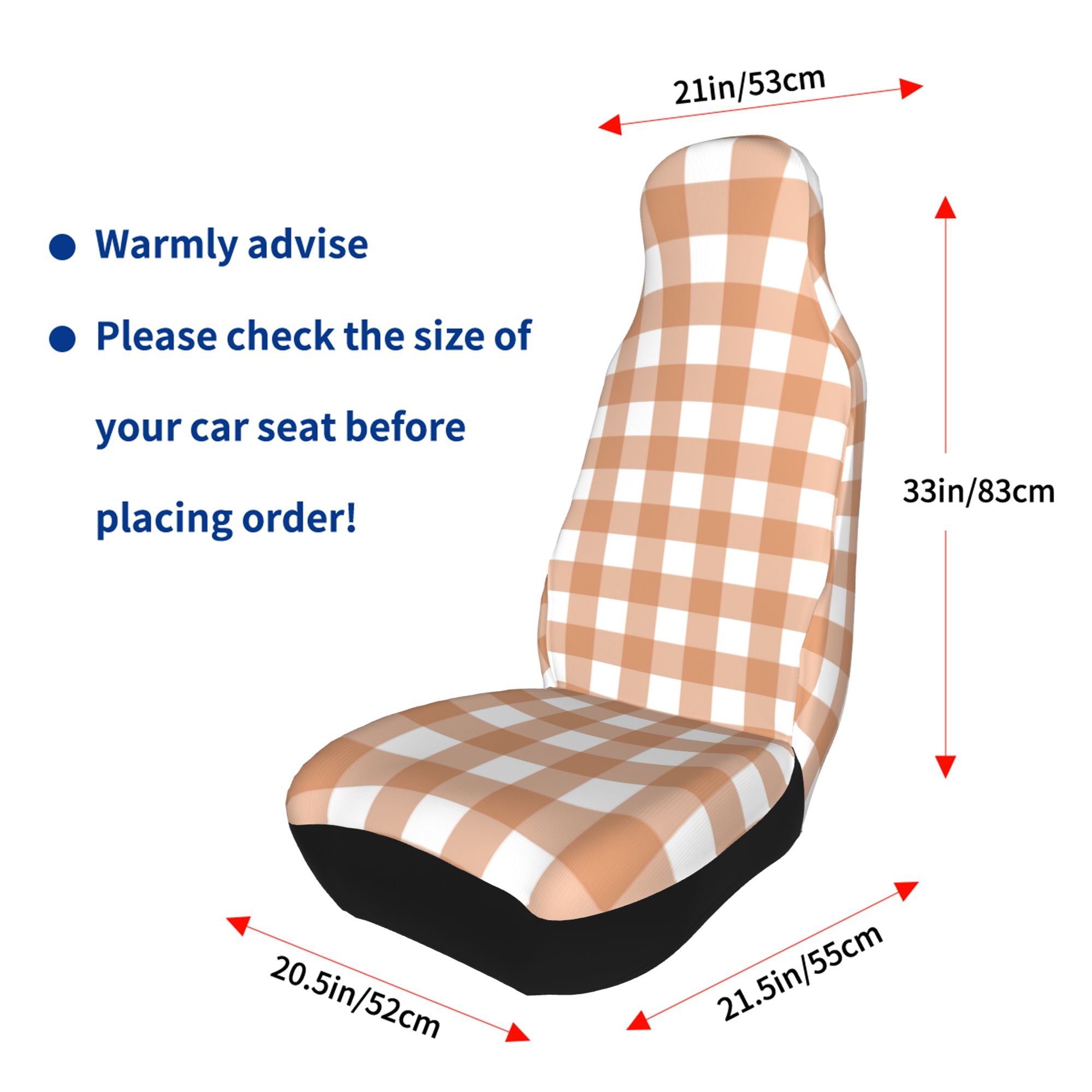 ZICANCN Car Seat Cover Brown Gingham Print Car Front Seat Covers Protectors ， Automotive Seat Covers for Cars Trucks Suv