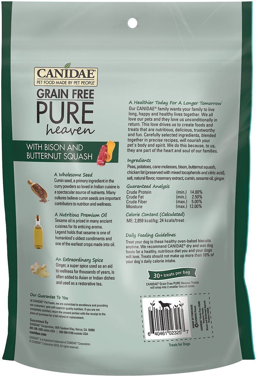 CANIDAE Grain-Free PURE Heaven Biscuits with Bison and Butternut Squash Crunchy Dog Treats