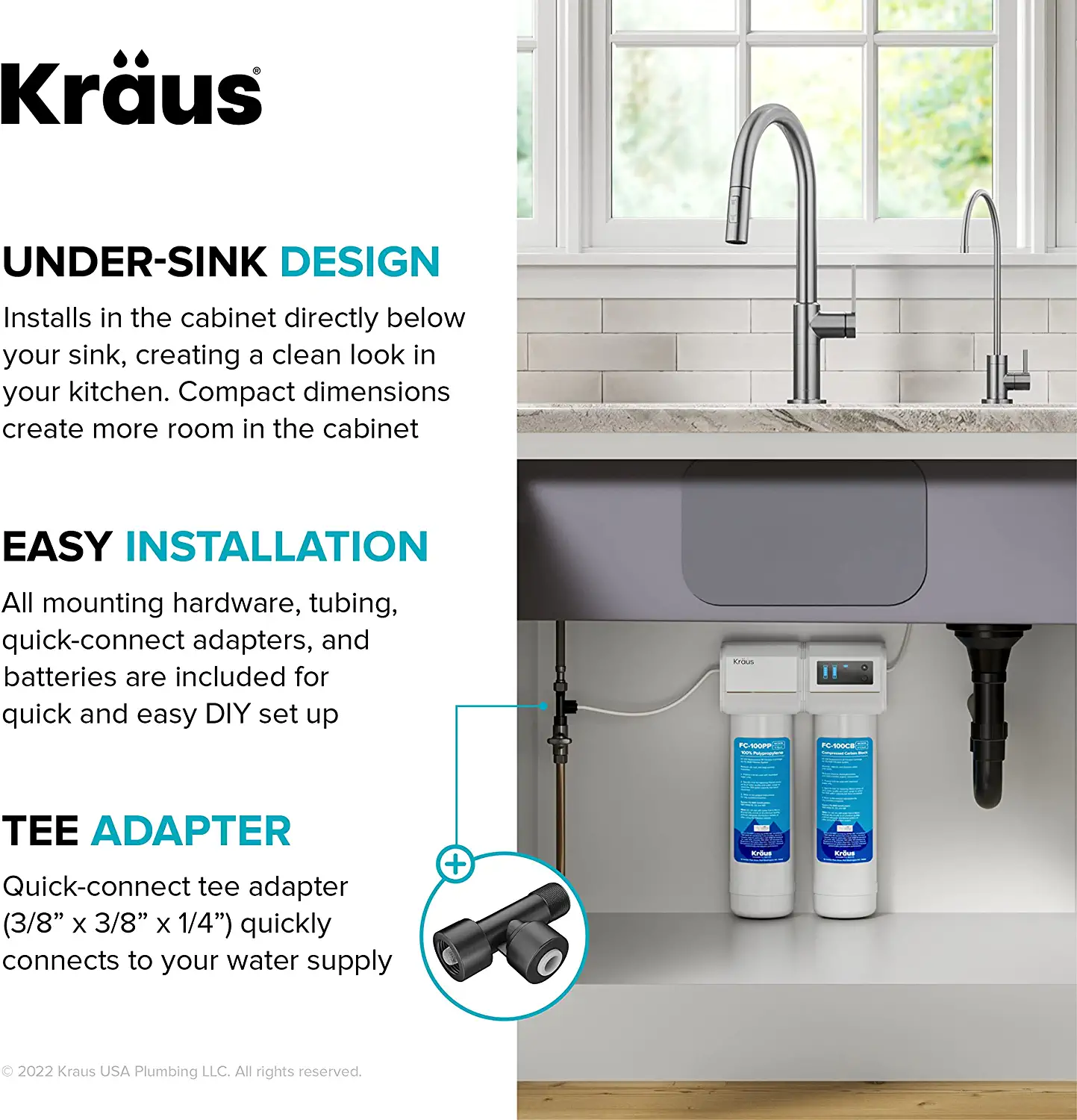 Kraus Purita Dual-stage Carbon Block Under Sink Water Filtration System