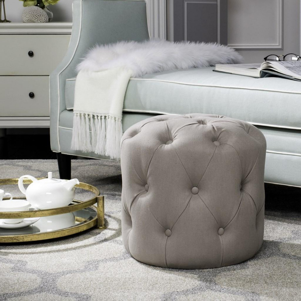 Zinnie Tufted Ottoman Taupe   Modern   Footstools And Ottomans   by Virgil Stanis Design  Houzz