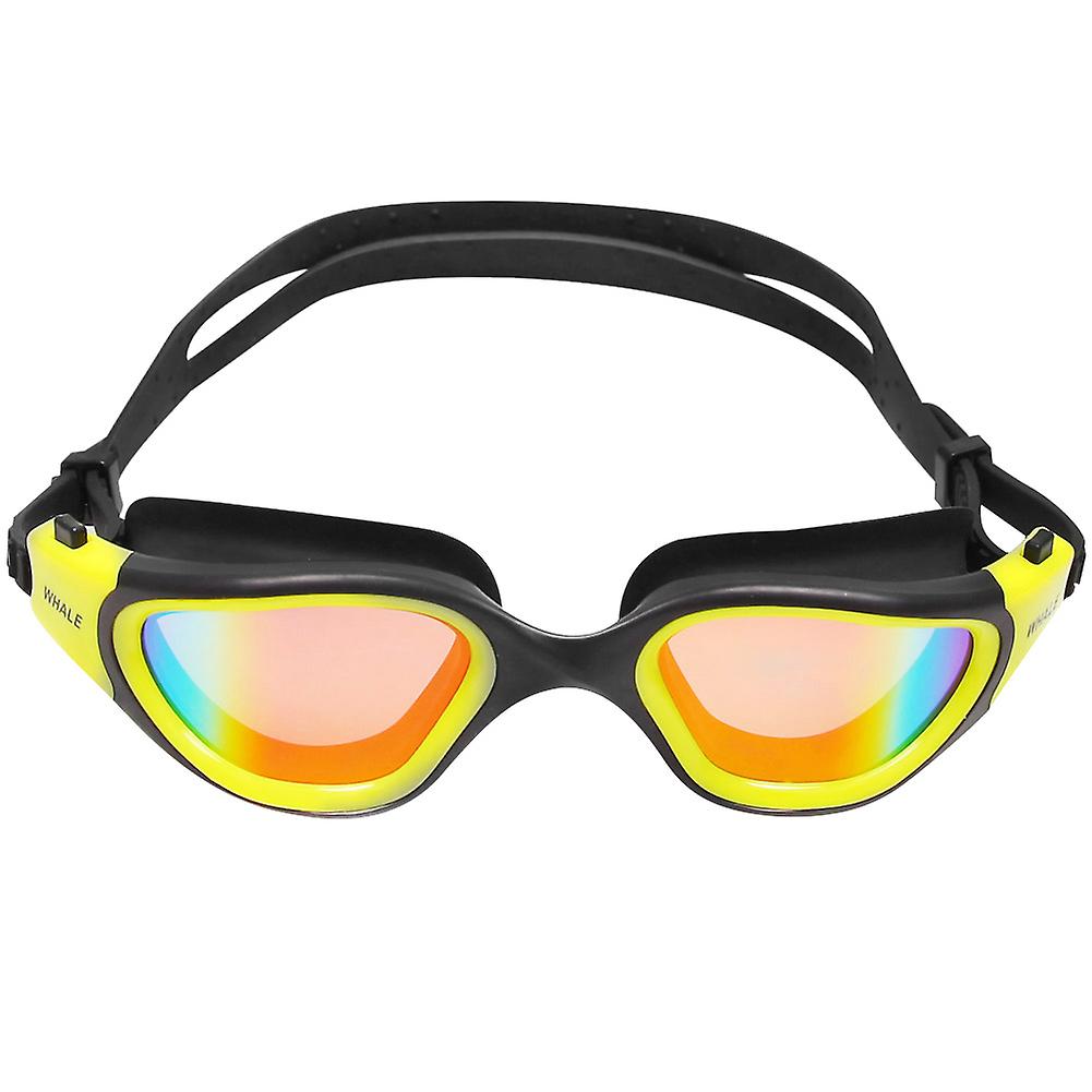 Whale Electroplated Anti-fog Anti-uv Snorkeling Goggles Diving Suba Glasses (yellowandblack)