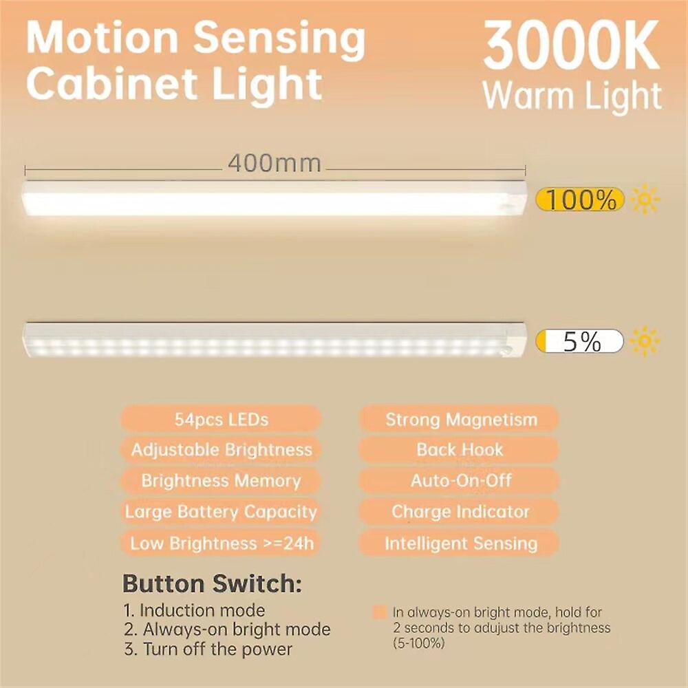 Magnetic Led Light 10/20/30/40cm Usb Rechargeable Wireless Motion Sensor For Kitchen