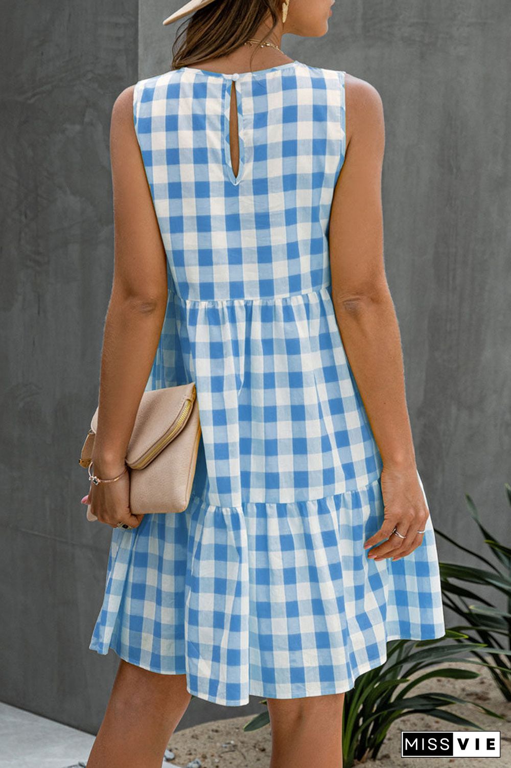 Fashion Street Plaid O Neck Princess Midi Dresses(3 Colors)