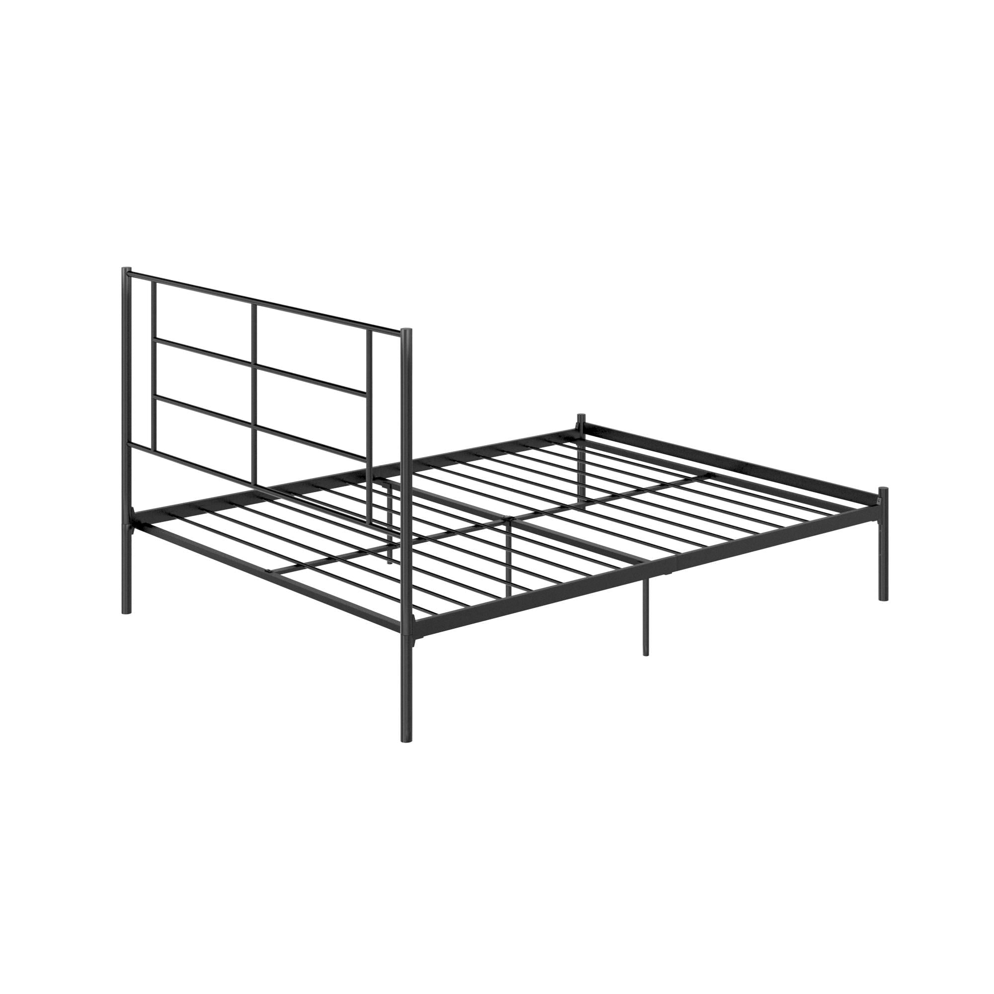 Queer Eye Jensen Metal Bed, Queen Size Frame, Under Bed Storage, Black