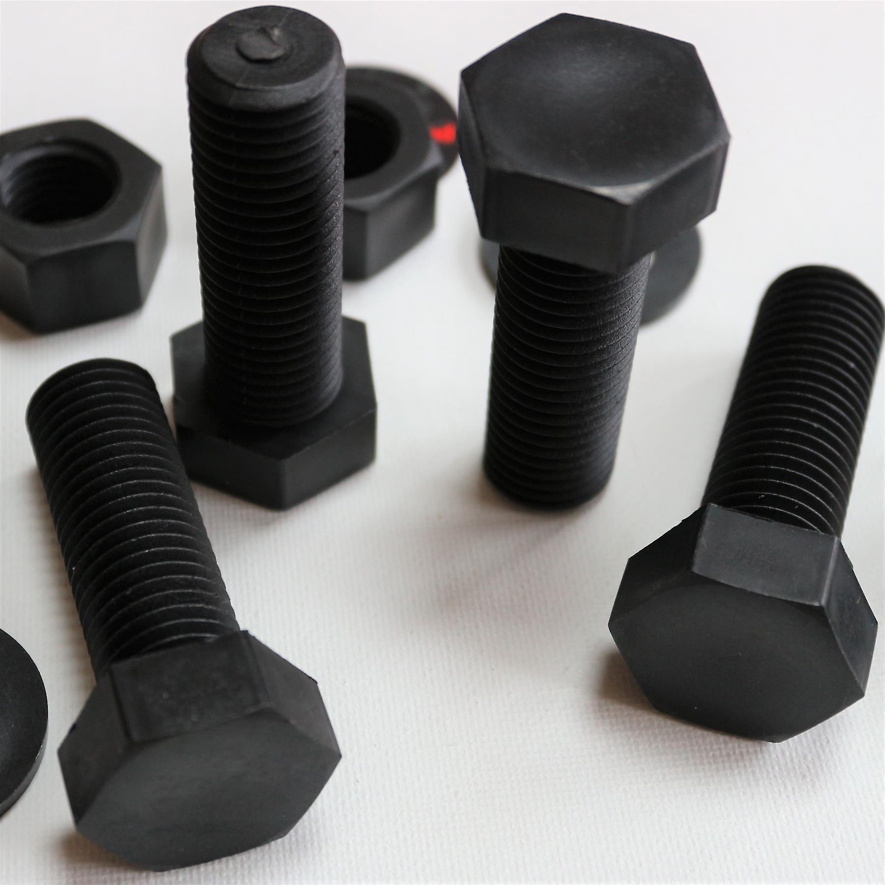 5x Black， Hex Head， (PP)， M20 x 60mm， Plastic Bolts，Nuts and Washers， -Screws