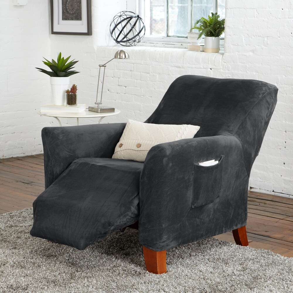 Premium Stretch Velvet Plush Recliner Slipcover.