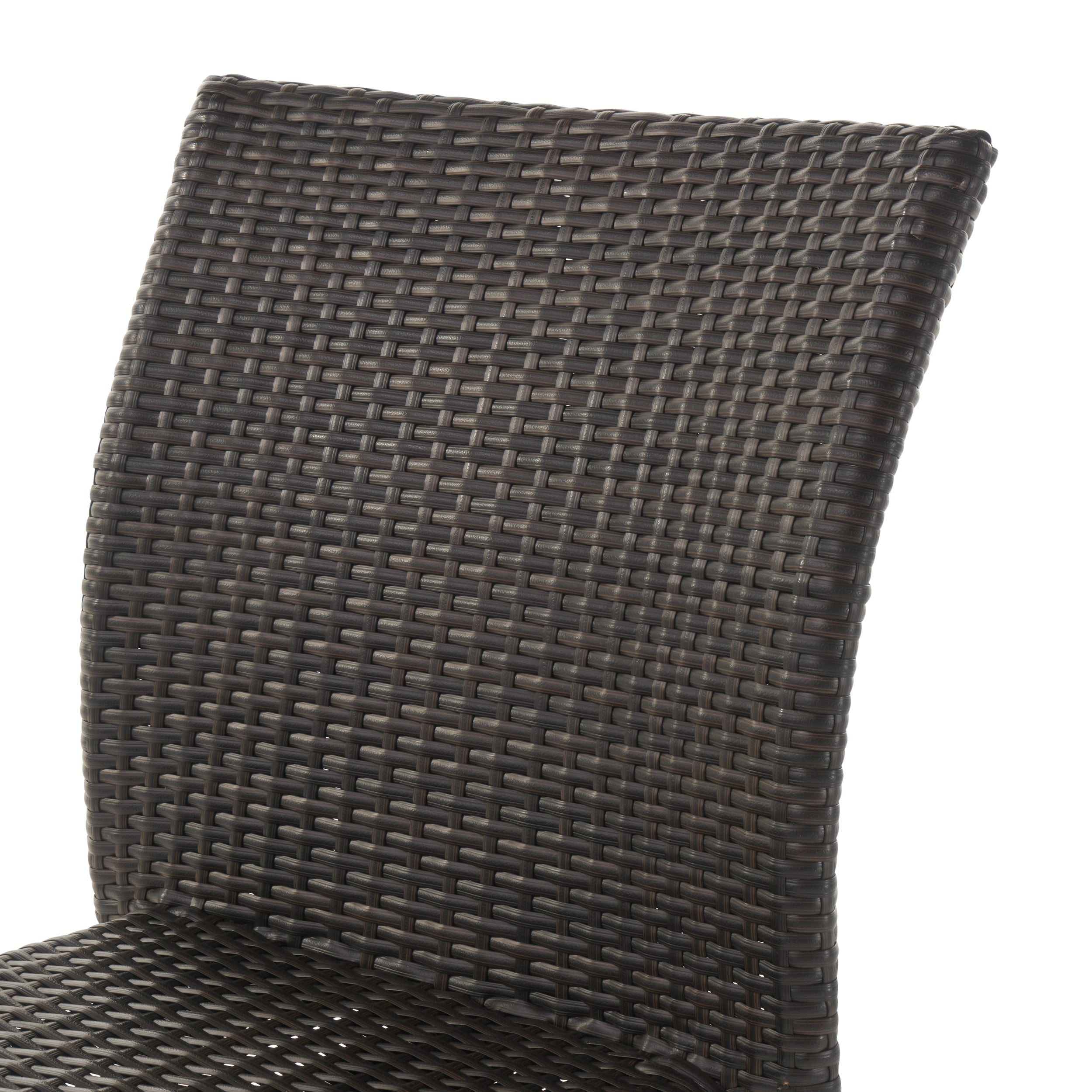 GDF Studio Haddan Outdoor Wicker Armless Stacking Dining Chairs, Set of 4, Multibrown